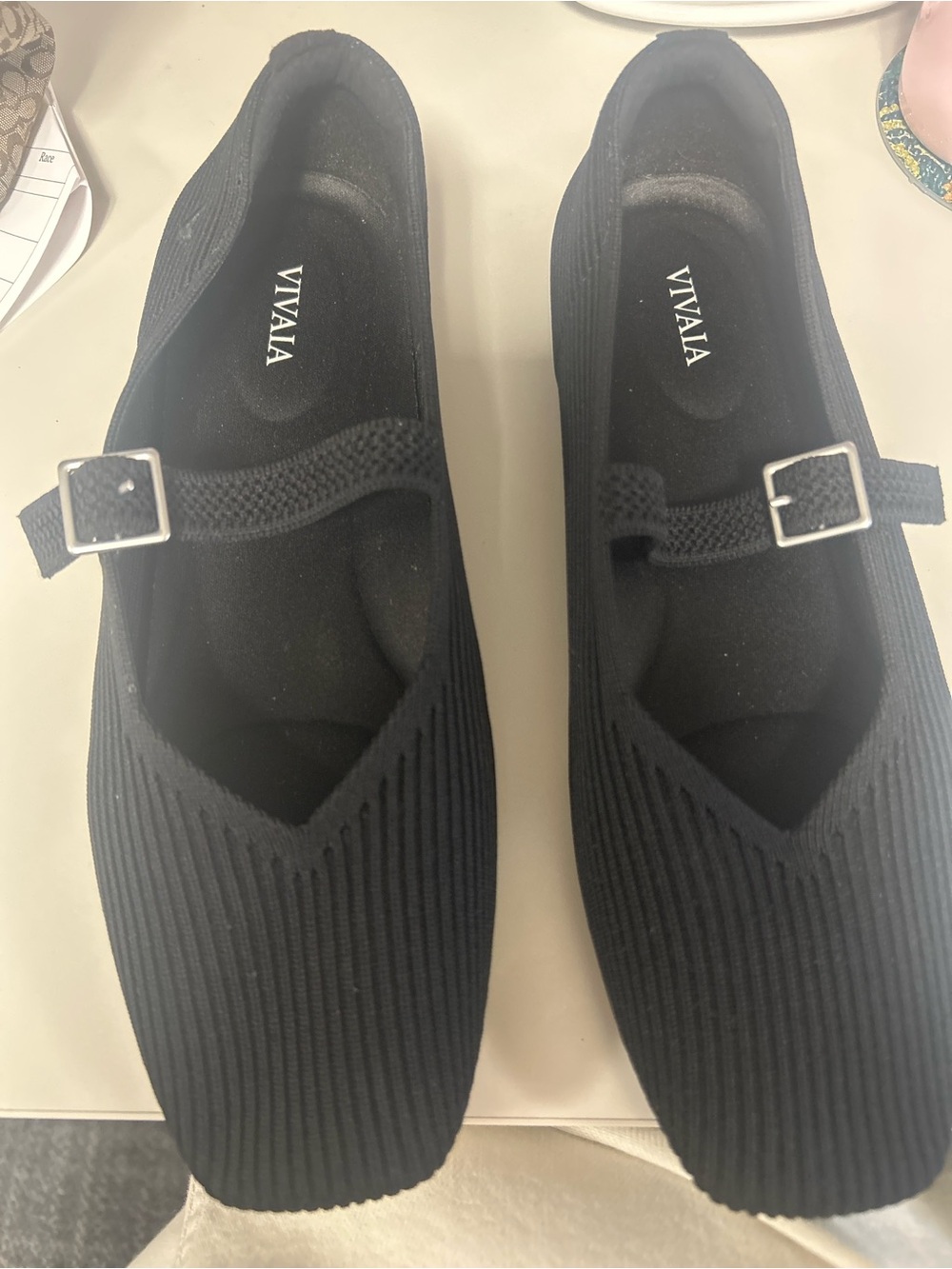 VIVAIA Women's Black Knit Mary Jane Loafers